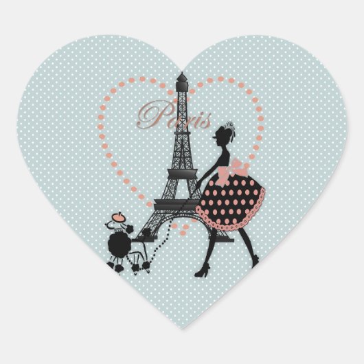 Cute romantic  girl silhouette wandelen hart sticker (Voorkant)