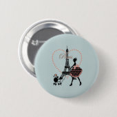 Cute romantic  girl silhouette wandelen ronde button 5,7 cm (Voorkant /achterkant)