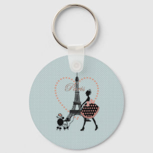 Cute romantic  girl silhouette wandelen sleutelhanger