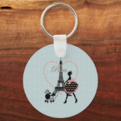 Cute romantic girl silhouette wandelen sleutelhanger (Voorkant)