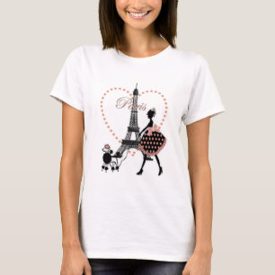 Cute romantic  girl silhouette wandelen t-shirt