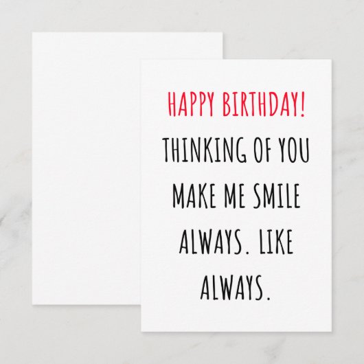 Cute romantic happy birthday card bedankkaart (Voorkant / Achterkant)