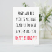 Cute romantic happy birthday card for her, wife  bedankkaart (Staand voorkant)