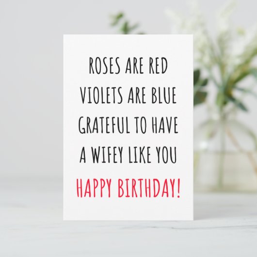 Cute romantic happy birthday card for her, wife  bedankkaart (Staand voorkant)