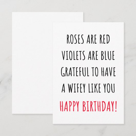 Cute romantic happy birthday card for her, wife  bedankkaart (Voorkant / Achterkant)