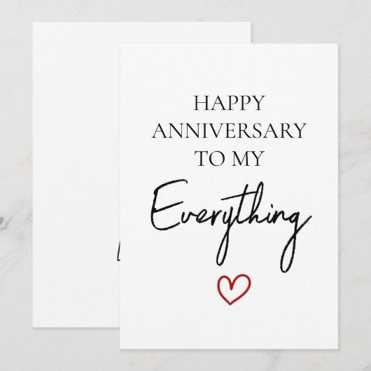 Cute Romantic Happy Jubileum My Love Minimalist Feestdagenkaart (Voorkant / Achterkant)