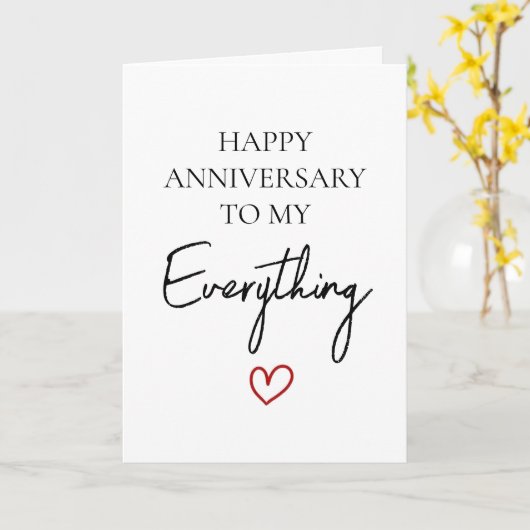 Cute Romantic Happy Jubileum My Love Minimalist Kaart (Gele Bloem)