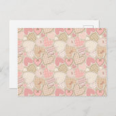 Cute Romantic Hearts Pattern Briefkaart (Voorkant / Achterkant)