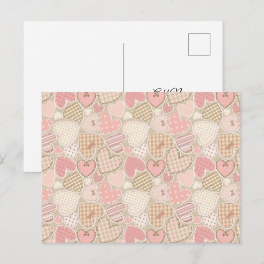 Cute Romantic Hearts Pattern Briefkaart (Voorkant / Achterkant)