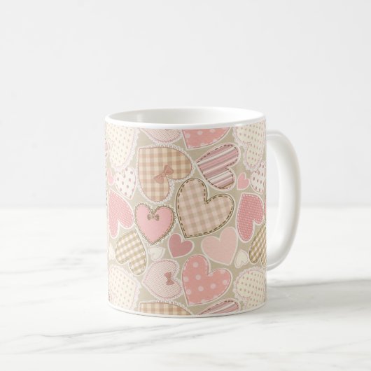 Cute Romantic Hearts Pattern Koffiemok (Voorkant rechts)