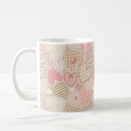 Cute Romantic Hearts Pattern Koffiemok (Links)