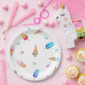 Cute Romantic Ice Cream and popsicle Birthday Papieren Bordje (Feest)