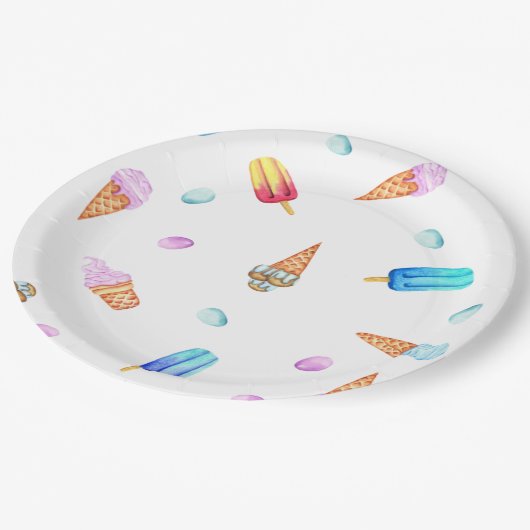 Cute Romantic Ice Cream and popsicle Birthday Papieren Bordje (Gekanteld)