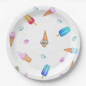 Cute Romantic Ice Cream and popsicle Birthday Papieren Bordje (Voorkant)