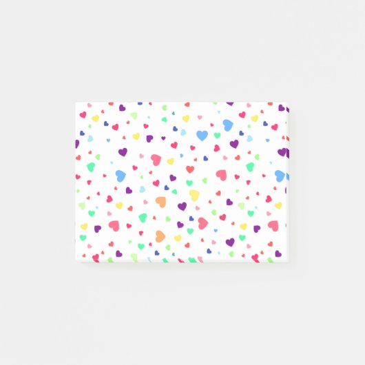 Cute romantic kleurful harten illustration patroon post-it® notes (Voorkant)