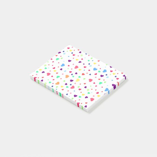 Cute romantic kleurful harten illustration patroon post-it® notes (Schuin)