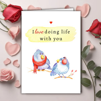 Cute Romantic Love Birds Valentine's Day Card Feestdagen Kaart