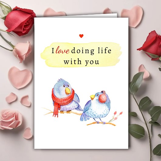 Cute Romantic Love Birds Valentine's Day Card Feestdagen Kaart