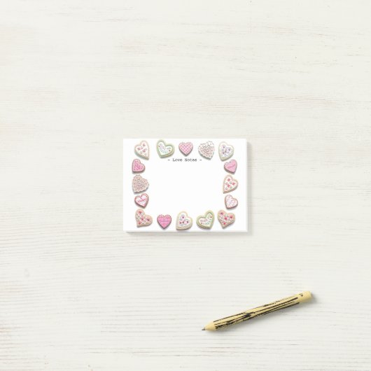 Cute Romantic Love Hearts Snoep Love Post-it® Notes (Op bureau)