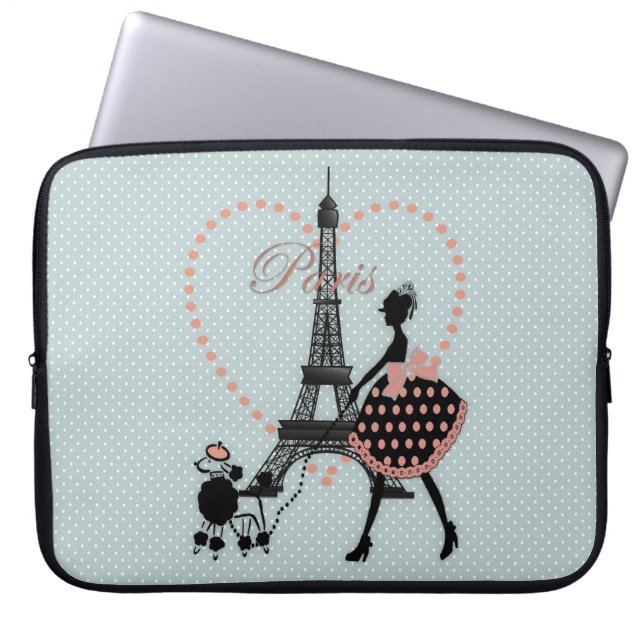 Cute romantic  meisje met Franse poedel Laptop Sleeve (Voorkant)