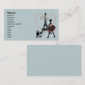 Cute romantic  meisje met Franse poedel Visitekaartje (Voorkant / Achterkant)