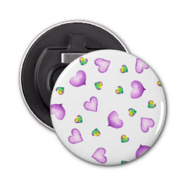 Cute Romantic Paars Heart Birthday Button Flesopener