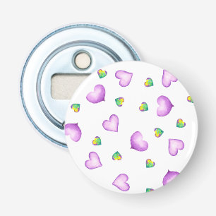 Cute Romantic Paars Heart Birthday Button Flesopener