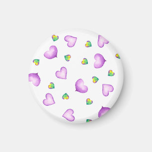 Cute Romantic Paars Heart Birthday Magneet