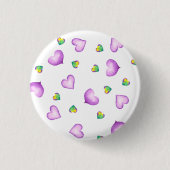 Cute Romantic Paars Heart Birthday Ronde Button 3,2 Cm (Voorkant)