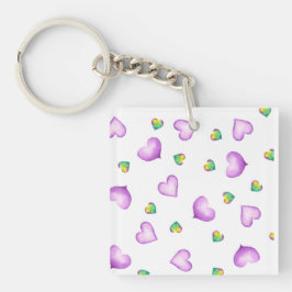 Cute Romantic Paars Heart Birthday Sleutelhanger