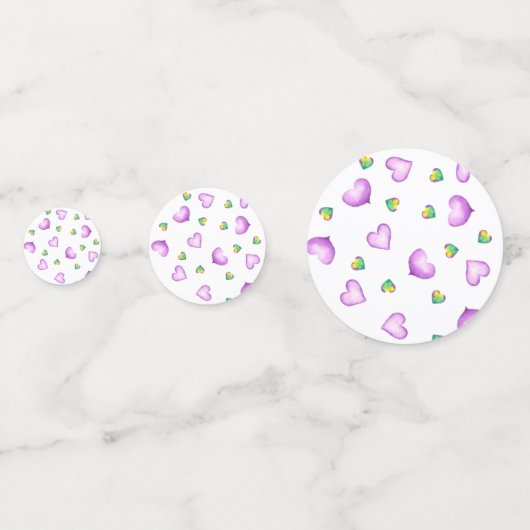 Cute Romantic Paars Heart Valentijnsdag Confetti (Achterkanten)