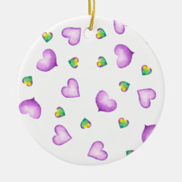 Cute Romantic Paars Heart Valentijnsdag Keramisch Ornament
