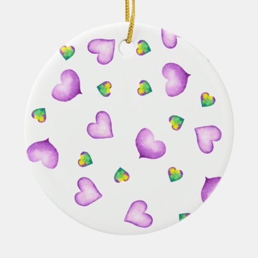 Cute Romantic Paars Heart Valentijnsdag Keramisch Ornament (Voorkant)