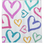 Cute Romantic Pastel Hearts Douchegordijn (Voorkant)