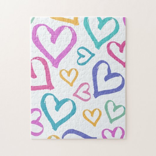 Cute Romantic Pastel Hearts Legpuzzel (Verticaal)