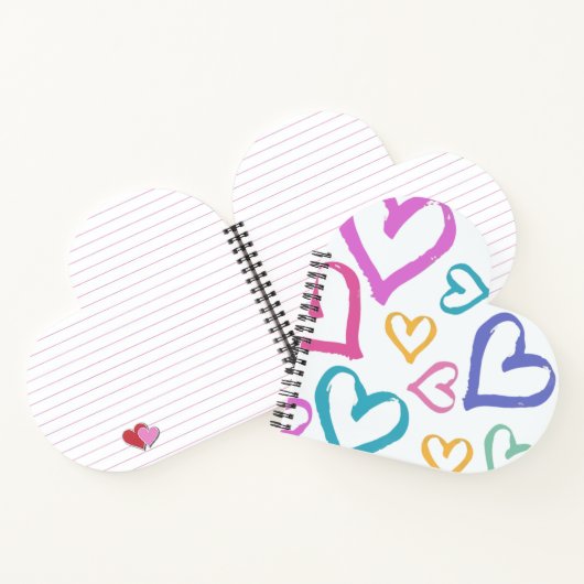 Cute Romantic Pastel Hearts Notitieboek (Binnen)