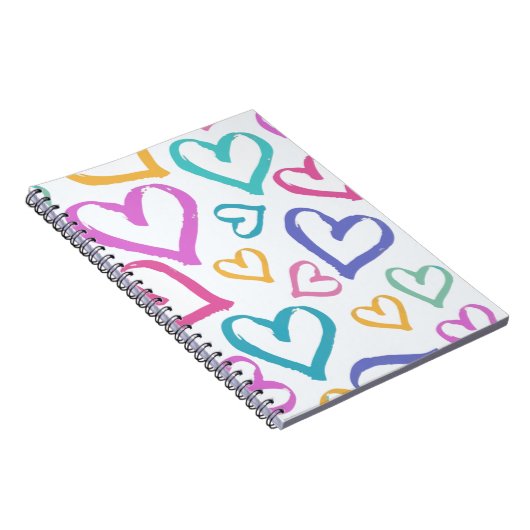 Cute Romantic Pastel Hearts Notitieboek (Rechterzijde)