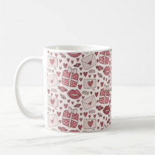 Cute Romantic Pink Hearts Kisses Koffiemok