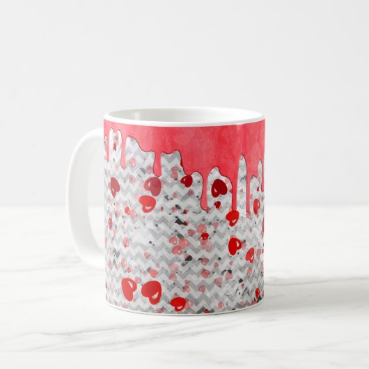 Cute Romantic Red Hearts Driving Design Valentijn Koffiemok (Voorkant links)