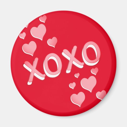 Cute Romantic Red Pink Hearts XOXO Magneet (Voorkant)