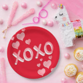 Cute Romantic Red Pink Hearts XOXO Papieren Bordje (Feest)