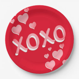 Cute Romantic Red Pink Hearts XOXO Papieren Bordje