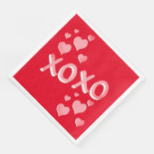 Cute Romantic Red Pink Hearts XOXO Servet (Hoek)