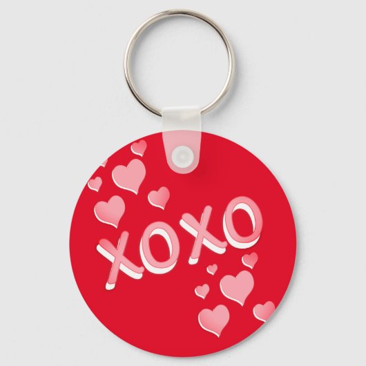 Cute Romantic Red Pink Hearts XOXO Sleutelhanger (Voorkant)