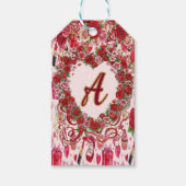 Cute Romantic Red & Pink Watercolor Love Pattern Cadeaulabel (Voorkant)