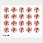 Cute Romantic Red & Pink Watercolor Love Pattern Ronde Sticker (Vel)