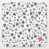 Cute romantic roze hand getrokken harten kartonnen onderzetters (Voorkant)