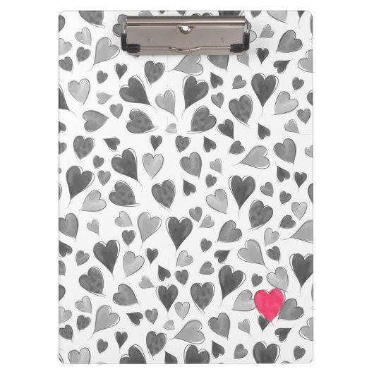 Cute romantic roze hand getrokken harten klembord (Voorkant)