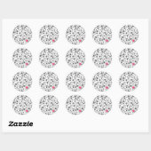 Cute romantic roze hand getrokken harten ronde sticker (Vel)