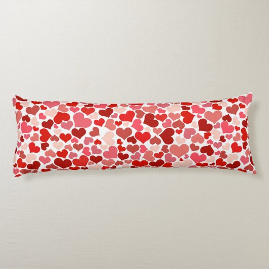 Cute Romantic Roze Red Hearts Bedding Lichaamskussen (Achterkant)